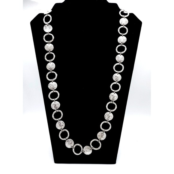 Nadine West Jewelry - Nadine West Silver Tone Necklace Circle Medallion Link 34in Statement Chic